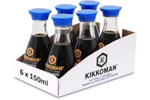 Kikkoman, Salsa di Soia Tamari Senza Glutine a Fermentazione Naturale, Ricetta Tradizionale con Soia, Grano, Acqua e Sale, per Cucinare o Condire a Tavola, Confezione Classica con Dispenser da 150 ml