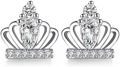 UXELY Women Earring, Silver Earrings Female Fashion Silver Earrings Sweet Princess Crown Earrings Jewelry, for Women Fashion Jewelry Accessories