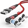 JMF Tech PD 60W Fast Charging USB-C Magnetic Data Cable, 360° & 180° Rotation, 3-in-1 Sync, Samsung S22/Laptop/iPad (Red - 1M)