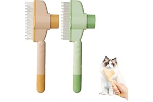 MDFULXG 2 Pezzi skymis spazzola gatto,pettine per gatti,fur lightning brush,efficiente spazzola per la pulizia dei peli di animali domestici con pulsanti per la casa e l'esterno, gialla e verde