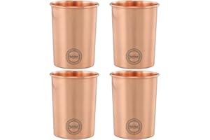 Fashnkart Verres en cuivre pur Eau potable Santé ayurvédique Gobelets en cuivre pur 10,14 oz 300 ml (uni) (4 Pcs)