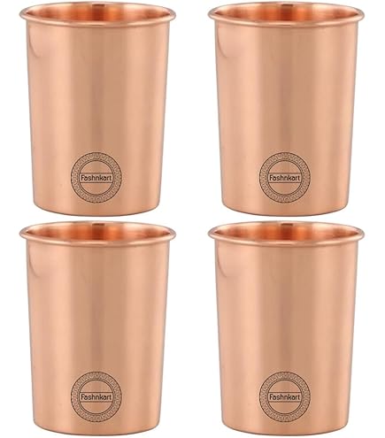 HealthGoodsEU Lot De 2 Verres à Boire En Cuivre Martelé Avec Couvercle - Gobelets De Voyage En Cuivre Ayurvédique