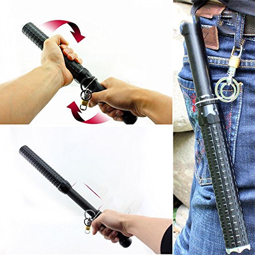 Tping Zoomable CREE Q5 LED Taschenlampe Lange Spikes Mace Baseballschläger Form Taschenlampe für Selbstverteidigung, Camping, Wandern (Schwarz) - 9