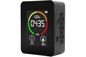 Shkalacar Détecteur de CO2 Moniteur de dioxyde de Carbone Capteur d'humidité de la température Moniteur Multifonctionnel de qualité de l'air pour Bureau de Voiture à Domicile, écran LCD