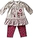 9-12 months - Baby Girls Beautiful Light Cream and Pink Little Girl & Flowers Long-sleeved Top with Leggings Outfit