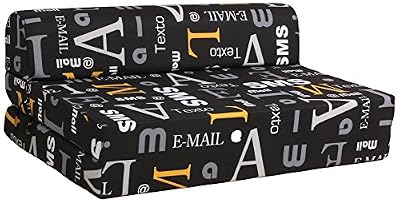 CANAPES TISSUS Enjoy 2 Chauffeuse Lit, Velours, Noir, 119 x 78 x 48 cm
