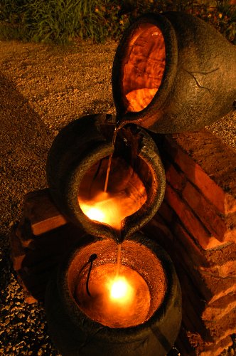 Gartenbrunnen Zimmerbrunnen mit Ölfässern und Beleuchtung - 4