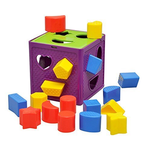 YIXIN Plastic Geometric Square Shape Sorter Cube Baby's First Blocks Shape-Sorting BPA Free Toy for Early Learning for 1-3 Year Old