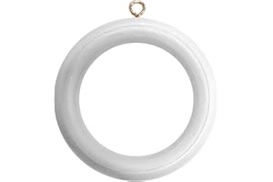 Merriway BH05768 (24 Pcs) Wooden Curtain Drapery Pole Rod Rings with Screw Eye, Inner Diameter 45mm, Outer Diameter 60mm White - Pack of 24 Pieces