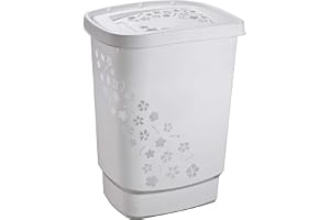 Rotho, blommor, tvättuppsamlare 55 l, plast (PP) BPA-fri, grå, 55 l (44,7 x 34,7 x 60,5 cm)