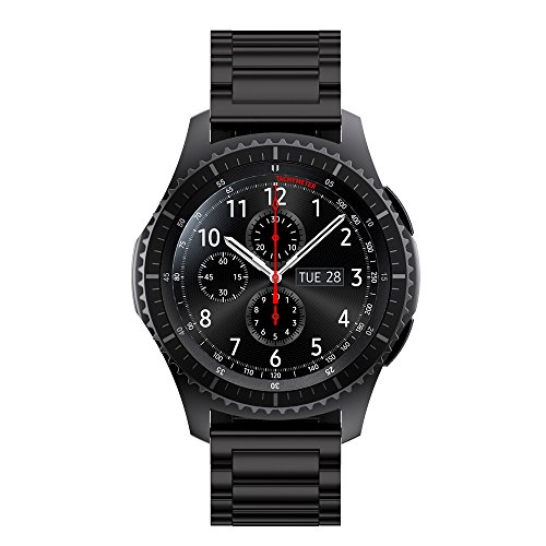 Aresh für Samsung Gear S3 Frontier Classic Zubehör Uhrenarmband,Metall solide Edelstahl Uhrenarmband mit Durable Faltschließe Ersatzband für Gear S3 Frontier/Gear S3 Classic Smart Watch (Schwarz) - 3
