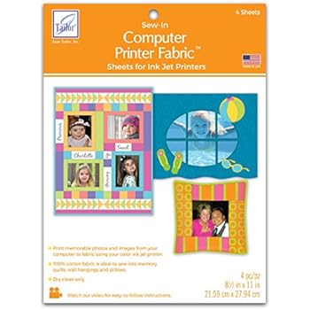 June Tailor Sew-In Colorfast Fabric Sheets for Inkjet Printers: Amazon ...