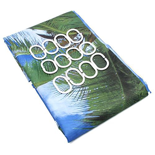 Duschvorhang – SODIAL (R) Tropische Palme Sommer-Strand-Polyester Duschvorhang Badezimmer-Dekor w / Haken - 6