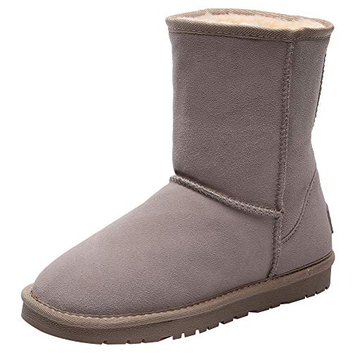 Shenn Donne Classico Comfort Metà Polpaccio Scamosciato Pelle La Neve Stivali (Sand,EU36 )