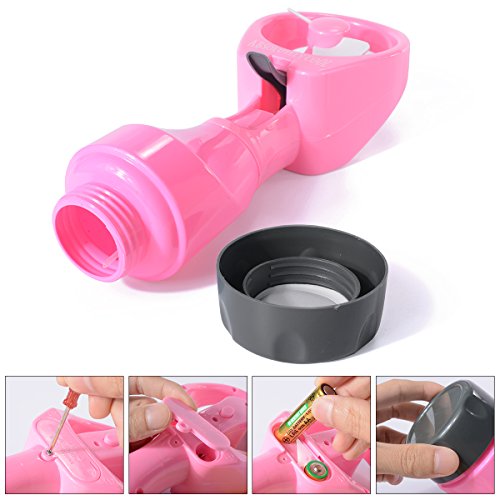Neuester Akku-betriebener, Wasser sprühender Miniventilator Spray Mini Fan mit Flaschenbefeuchtungssystem + ein Schlüsselband und einem Haken HG080 (pink) - 7