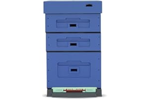 LYSON Ruche en polystyrène Dadant Proie Dadant Feuille Proie Optima Kit de ruche avec fond en plastique Varroa bas (Bleu) à monter soi-même (cadre adapté : 47 × 43,5 x 30 cm ; 47 × 43,5 x 15,9 cm)