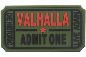 ACOLOU Valhalla Parche de PVC Admit One Die Historic Live Again 3D Tactical Moral Biker Badge Military Vikings Army Brazalete para gorras, mochilas, abrigos (verde)
