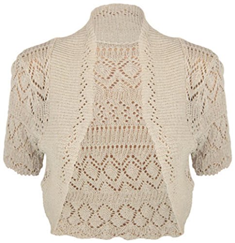 CROCHET LACE SHRUG, Beige, UK 10-14