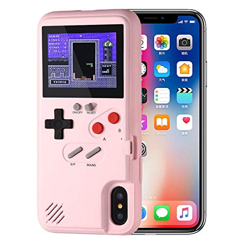 LayOPO Gameboy IPhone Case, iphone Case Game Console with 36 Small Games,Color Screen,Retro 3D Gameboy Design for IPhone XS/X,iPhone8/8 Plus,iPhone 7/7 Plus,iPhone 6/6Plus (iPhone X/XS, Pink)