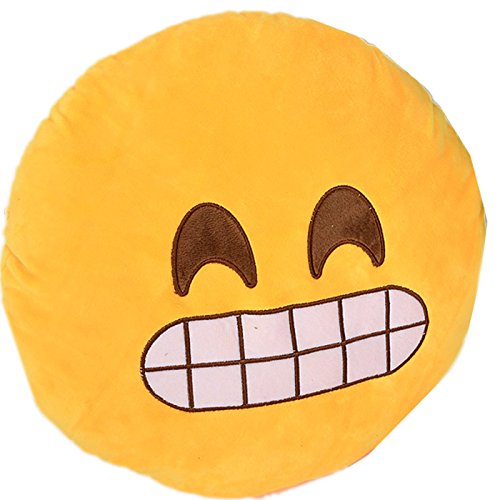 FINEJO Soft Emoji Smiley Emoticon Yellow Round Cushion Pillow Stuffed Plush Toy Doll #3