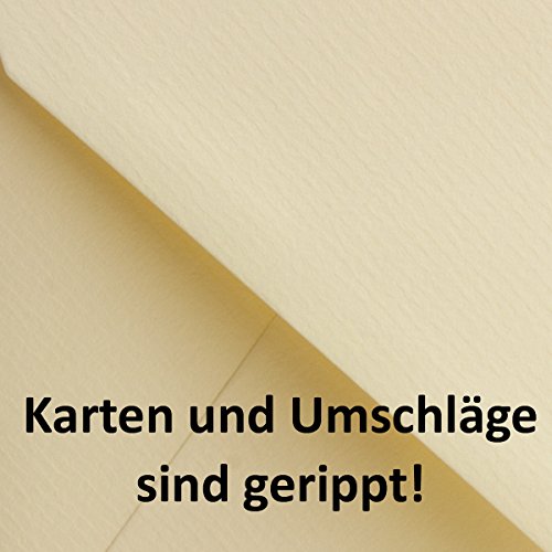 50 Sets // großes Kartenpaket mit 50 Faltkarten & 50 Umschlägen DIN B6 in Creme-Chamois // GERIPPT! - 2