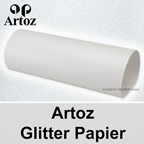 5x Artoz Glitter Papier DIN A4 // weiss // glitzerndes Papier - Bastelpapier - Scrapbooking