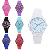 Altsommer Sport Uhr,Frauen Uhren,Armbanduhr mit Bunter Zifferblatt,2cm Silikonarmband,Damen Uhr mit Silikon Armband mit Sonderzifferblatt,Kinder Uhr mit 24 cm lang,Viele Farben (Hot Pink)