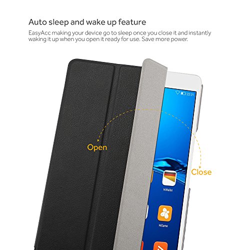 EasyAcc Huawei MediaPad M3 8.4 Hülle Case Tasche PU Leder zubehör hüllen für Huawei MediaPad M3 8.4 (8.4 Zoll) Smart Cover mit Auto Sleep Wake up / Standfunktion (Schwarz, Kunstleder, Ultra dünn) - 3