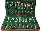 Luxury brass chess set with wooden folding chess board