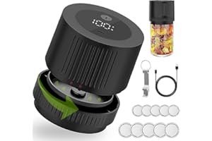 aichilra Electric Mason Jar Vacuum Sealer, Automatic Food Vacuum Sealer Machine with Wide & Regular Mouth Jar Lids LED Screen for Jam Food Vacuum Storage & Sealing Preservation