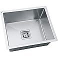 JINDAL Handmade Single Bowl Stainless Steel 20x17x9 Inch Kitchen Sink/Sink With Sink Coupling And Waste Pipe/Sink With Matt Finish/SS Kitchen Sink/Pack Of 1/0212
