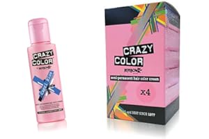CRAZY COLOUR BY RENBOW 4 x Crazy Color Semi Permanent Hair Colour Dyes by Renbow 100ml Capri Blue 44
