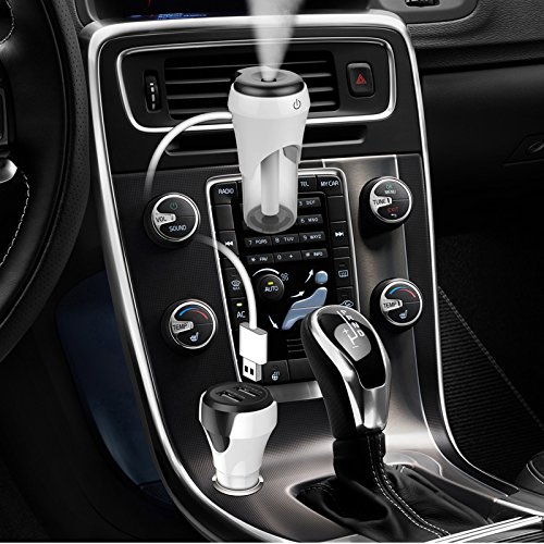Auto Luftbefeuchter, CrazyFire 50ml Reise-Größe Luftreiniger, Ultraschall-Aromatherapie ätherisches Öl Diffusor Auto Lufterfrischer mit Dual USB Port - 2