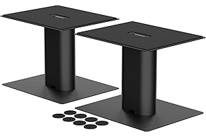 Suptek Soportes para altavoces de escritorio de 3.1 x 6.5 pulgadas, par para estantería y altavoces de escritorio, 6.1 pulgadas de altura, base resistente para monitores de estudio, PC, juegos y audio