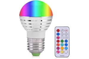 Zerodis Ampoule E27 Intelligente LED WiFi, 3W RGB 16 Couleurs Changeantes Lumière LED Night Light Ampoule Fonctionne avec télécommande