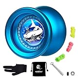 magic yoyo t9 review  Yoyo T9 para principiantes, Yoyo, aleación de aluminio de metal Yoyo Yoyo avanzado, paquete de regalo Bule Yoyos con Yoyo Beraing + herramienta de eliminación, + 3 cadenas + guante, + bolsa