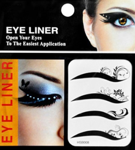 niceeshop(TM) 4 Pairs Fashion Adhesive Curl Flowers Temporary Tattoos Transferable Eyeshadow Eyeliner/Eyes Stickers-Black