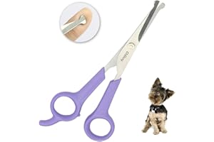 Chi-buy Pet Grooming Scissors for Dogs and Cats, with Safe Round Tips, Stainless Steel Dog Eye Cutting Scissors, Home Professional Pets Grooming Tool (Purple)