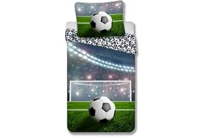 Brandmac Parure de lit Football 100% Coton, Housse de Couette 140x200 cm + Taie d'oreiller 65x65 cm, Goal, NB2003 Multicolore