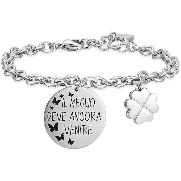 Luca Barra Bracciale Acciaio Gold Cristalli Bianchi BK2441 Stainless Gioiellerie