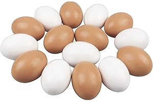 Larber 15 Huevos de Madera Huevos Falsos Grandes para Manualidades de Pascua Huevos Huevos Simulados para Caza de Huevos de Pascua Pintura a Mano Tallado Gallinas Niños Juguete