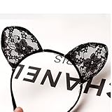 Tinksky Katzenohren Haarreif Fancy Dress Kostüm Stirnband Cosplay (Schwarz) -