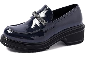 QUEEN HELENA Mocassini con Tacco Casual Eleganti Francesine con Plateau Donna X29-78