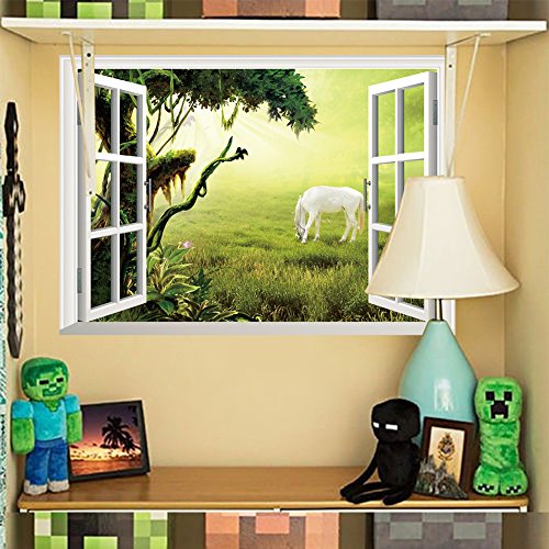 ufengke® 3D-Spezialeffekte Prärie Morgenröte weiße Pferd Wandsticker, Wohnzimmer Schlafzimmer Entfernbare Wandtattoos Wandbilder - 2