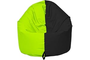 Momiralland Sitzsack 2 in 1 Funktion für bequemes Sitzen & Liegen – Indoor & Outdoor da er Wasserfest ist – Bdenkissen – für Kinder & Erwachsene (Schwarz - Kiwi, 120 cm - Durchmesser)