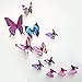 12 Pieces 3D Butterfly Stickrs Fashion Design DIY Wall Decoration House Decoration Babyroom Decoration-PURPLE
