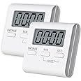 Kitchen Timers, INRIGOROUS 2Pcs Digital Kitchen Timer Magnetic Countdown Stopwatch Timer with Loud Alarm, Big Digit, Back Stand, Hanging Hole for Cooking, Bathroom, Kids, Classroom