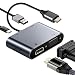 Produktbild LAMA 4 in 1 USB Type C HUB Adapter Dex Station mit 4K HDMI, 1080P VGA, USB 3.0 Port, USB C PD Port für MacBook Pro, Surface Book Go, Chromebook Pixel, Switch Galaxy S8 S9, Huawei Mate 20 P20