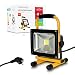 Produktbild WHITENERGY ® 20W 1600 lumen Led Strahler Flutlichtstrahler + 1,5 m kabel mit stecke , kaltweiss (6000k) kaltweiß mit schwarz gelbe Gehäuse (Aluminium + Edelstahl) IP65 wasserdicht LED Lampe Squre Wandleuchter Fluter Flutbeleuchtung Flutlicht Scheinwerfer Außenstahler Leuchtmittel (Ersetzt 200w)