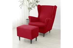 ABZDUNG 2 Stück Stretch-Schonbezüge for Ohrensessel und Ottomane, 1-Sitzer-Sofabezug mit Kissenbezug, waschbar und abnehmbar, for Bar, Wohnzimmer, Schlafzimmer(Rosso)